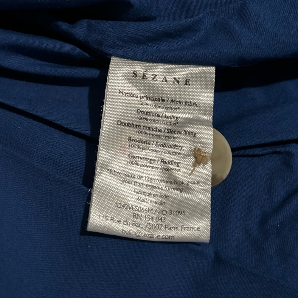 Sezane SMITH JACKET in BLUE ECRU BANDANA Embroidered Women's Jacket - Picture 10 of 13